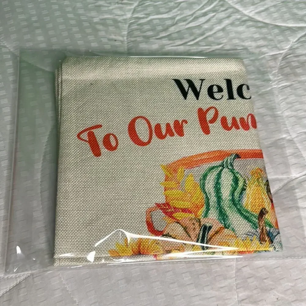 NWT Fall Pillow Sham “Welcome To Our Pumpkin Patch 18” x 18” Truck squash